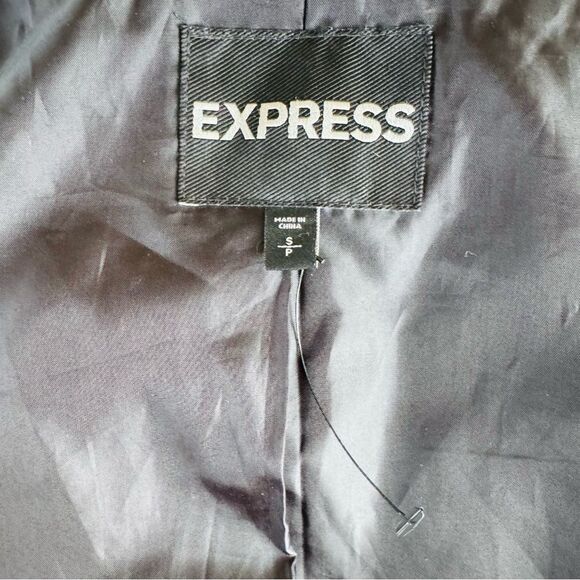 Express Shawl Collar Faux Leather Sleeve Zip Coat, Size Small, Gray/Black, NWOT - Picture 11 of 14